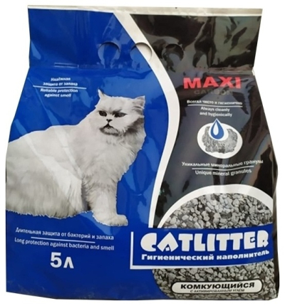 Наполнитель CATLITTER carbon MAXI комкующийся 5 л